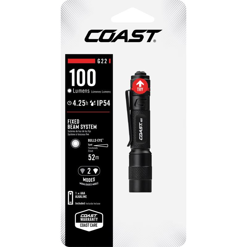 Coast G22 100 lm Black LED Flashlight AAA Battery
