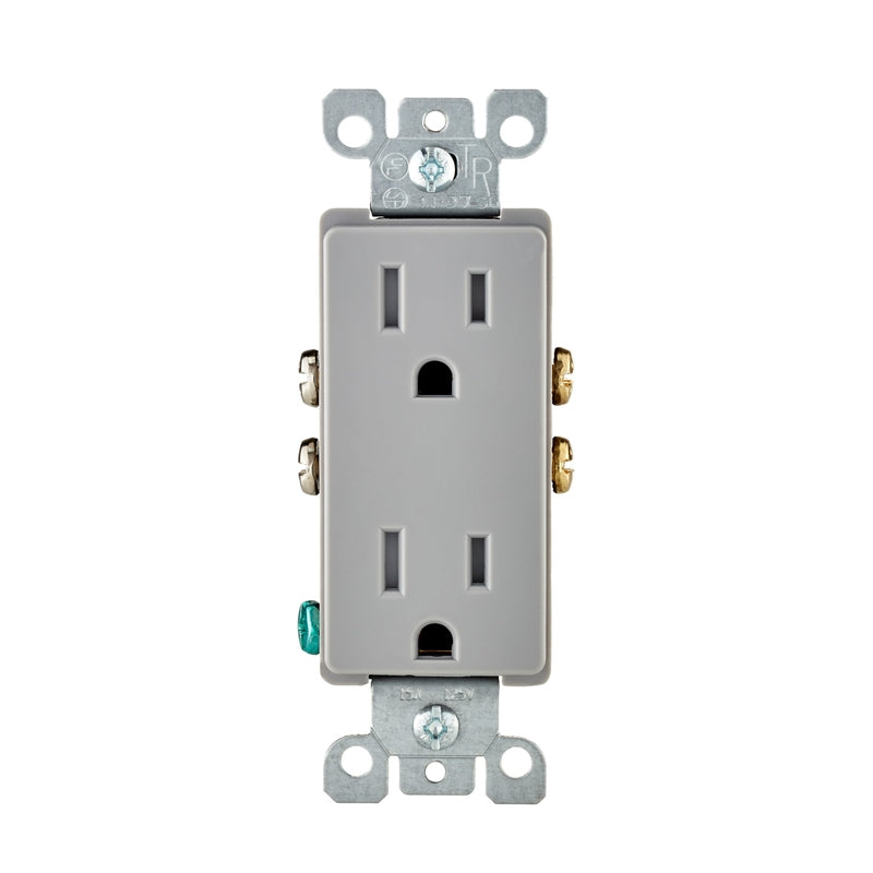 Leviton Decora 15 amps 125 V Duplex Light Gray Tamper Resistant Outlet 5-15R