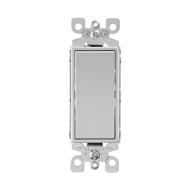 Leviton Decora 15 amps Single Pole 3-Way/Rocker Switch Light Gray