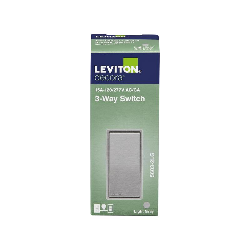 Leviton Decora 15 amps Single Pole 3-Way/Rocker Switch Light Gray