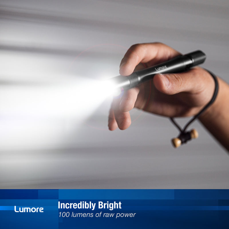 Lumore 100 lm Black/Red LED Pen Light AAA Battery