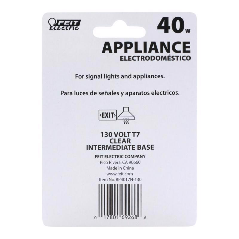 Feit 40 W T7 Appliance Incandescent Bulb E17 (Intermediate) Soft White