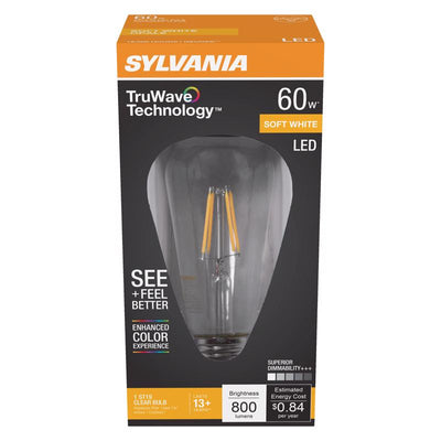 Sylvania TruWave ST19 E26 (Medium) LED Bulb Soft White 60 Watt Equivalence
