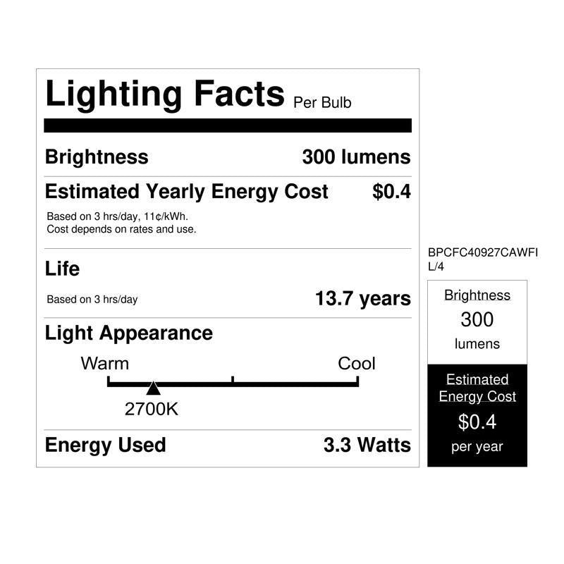 Feit White BA10 E12 (Candelabra) Filament LED Bulb Soft White 40 Watt Equivalence 4 pk