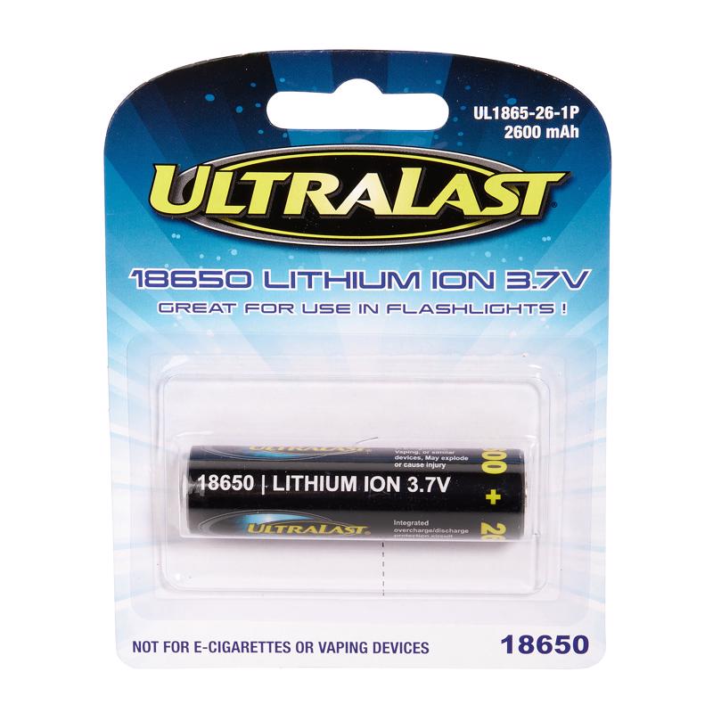 UltraLast Lithium Ion 18650 3.7 V 2600 mAh Rechargeable Battery UL1865-26-1P