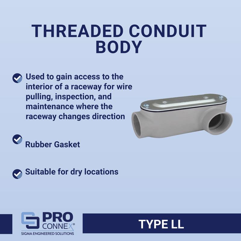 Sigma Engineered Solutions ProConnex 1 in. D Die-Cast Aluminum Conduit Body For Rigid/IMC