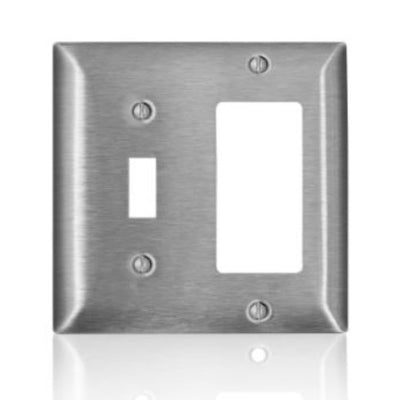 Leviton C-series Satin 2 gang Stainless Steel Decorator/Toggle Wall Plate