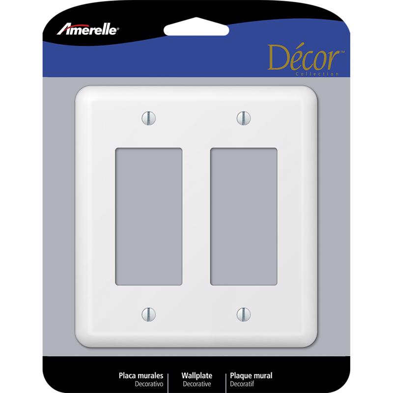 Amerelle Devon White 2 gang Stamped Steel Decorator Wall Plate