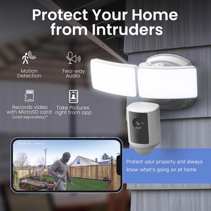 Feit Smart Home Motion-Sensing Hardwired LED White Smart-Enabled Security Floodlight