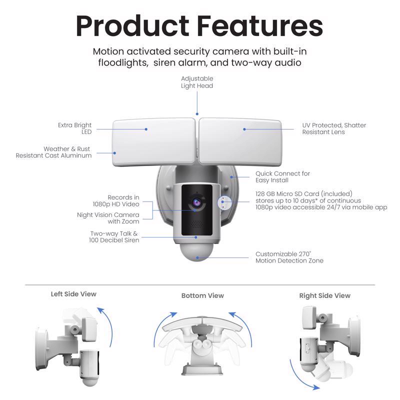 Feit Smart Home Motion-Sensing Hardwired LED White Smart-Enabled Security Floodlight