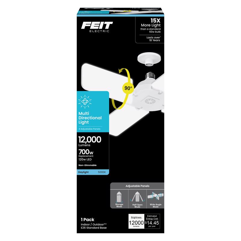 Feit Folding Panel E26 (Medium) LED Garage Bulb Daylight 500 Watt Equivalence