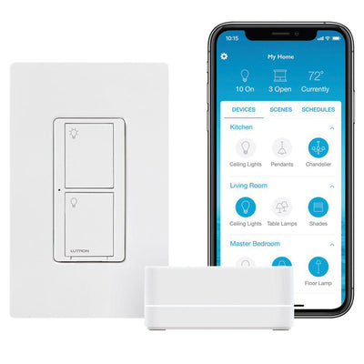 Lutron Caseta 5 amps Single Pole 3-Way Smart-Enabled Dimmer Switch White