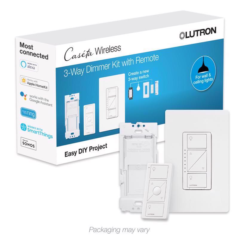 Lutron Caseta White 150 W 3-Way Smart-Enabled Dimmer Switch w/Remote Control