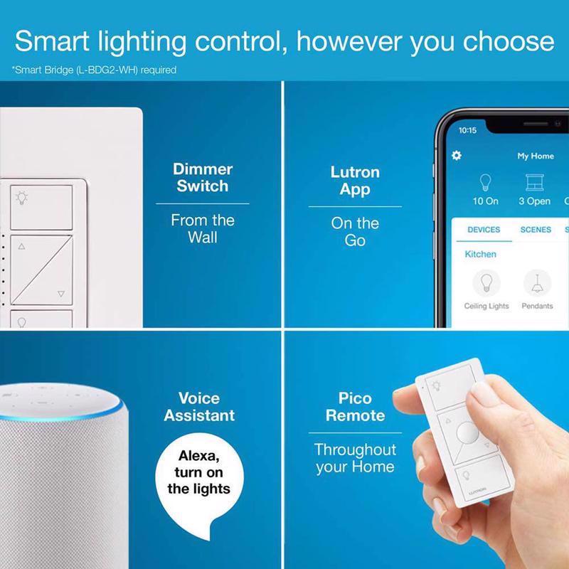 Lutron Caseta White 150 W 3-Way Smart-Enabled Dimmer Switch w/Remote Control