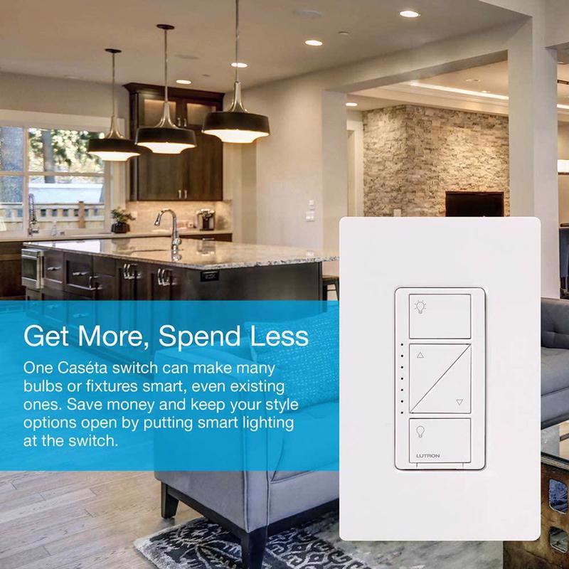 Lutron Caseta White 150 W 3-Way Smart-Enabled Dimmer Switch w/Remote Control