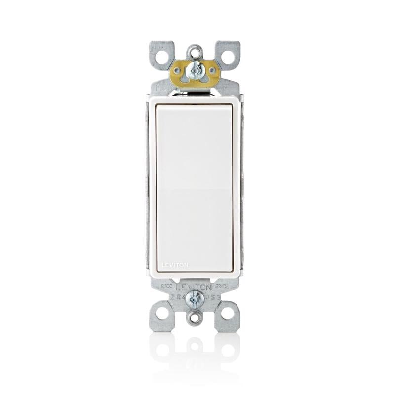 Leviton Decora 15 amps Single Pole Antimicrobial Treated Rocker AC Quiet Switch White