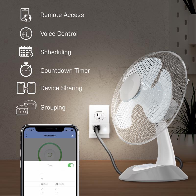 Feit Smart Home Residential Plastic Extension Smart-Enabled Plug with Night Light 1-15R
