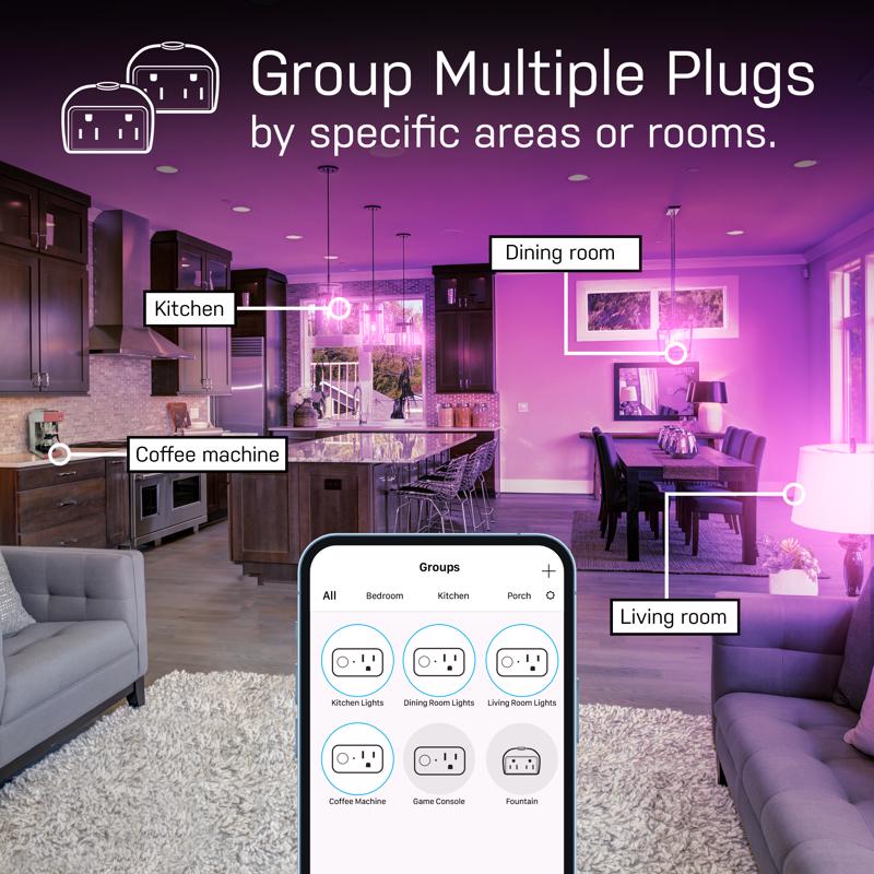 Feit Smart Home Residential Plastic Extension Smart-Enabled Plug with Night Light 1-15R