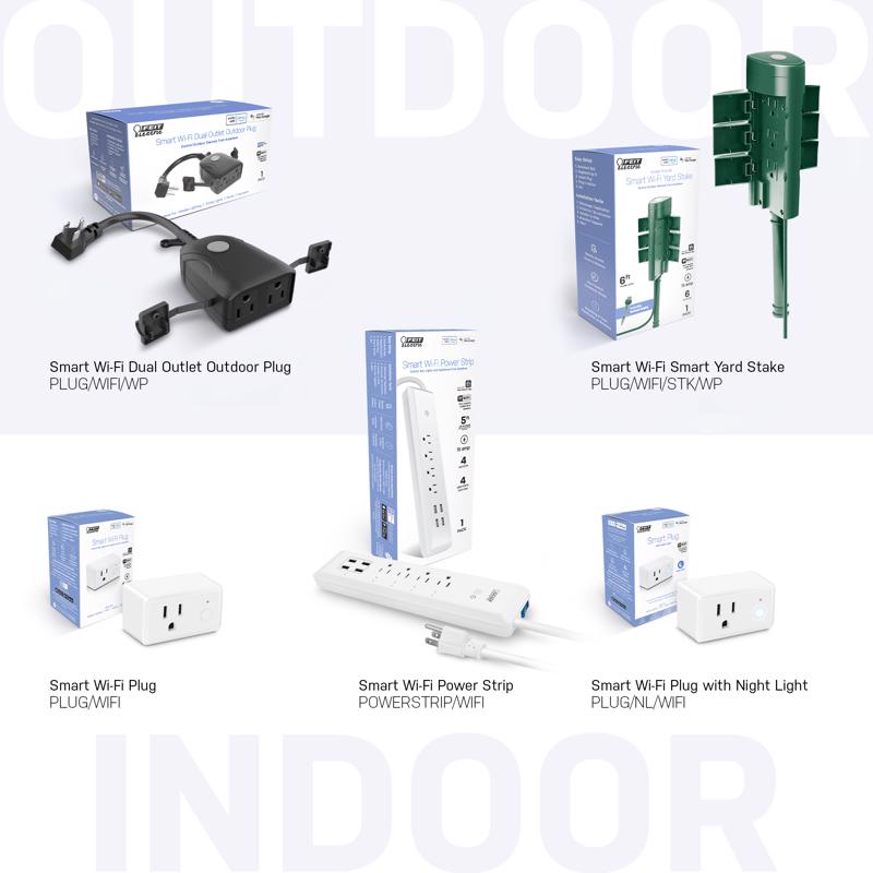 Feit Smart Home Residential Plastic Extension Smart-Enabled Plug with Night Light 1-15R