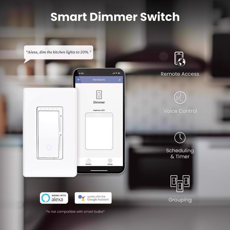 Feit Smart Home White 150 W Toggle Smart-Enabled Dimmer Switch