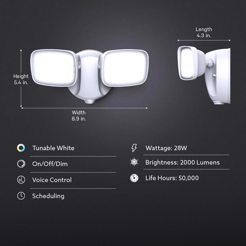 Feit Smart Home Switch Hardwired LED White Smart-Enabled Security Floodlight