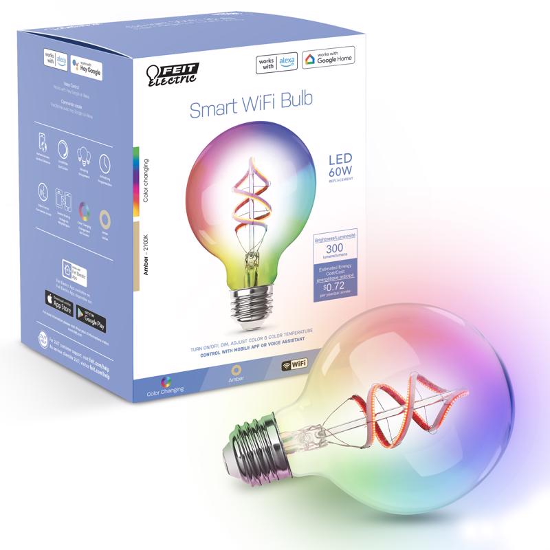 Feit Smart Home G30 E26 (Medium) Smart-Enabled LED Bulb Color Changing 60 Watt Equivalence