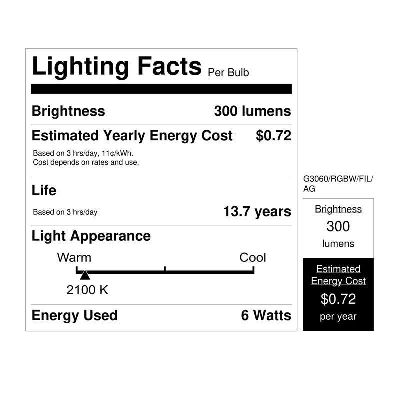 Feit Smart Home G30 E26 (Medium) Smart-Enabled LED Bulb Color Changing 60 Watt Equivalence