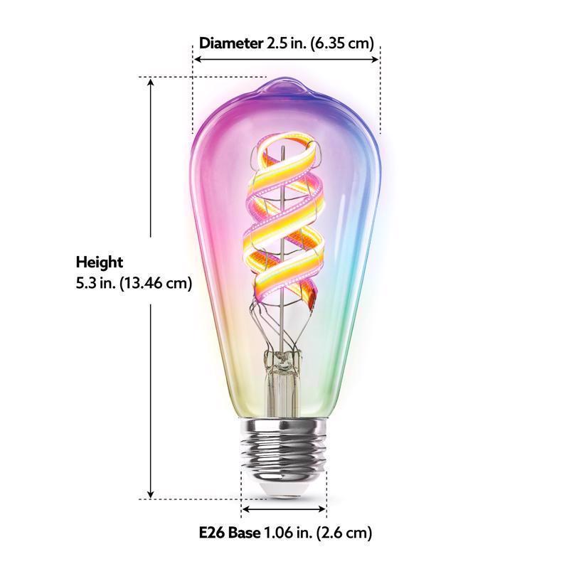 Feit Smart Home ST21 E26 (Medium) Smart-Enabled LED Bulb Amber 60 Watt Equivalence