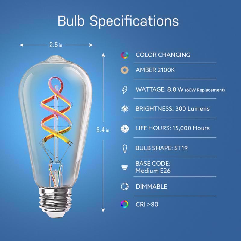 Feit Smart Home ST21 E26 (Medium) Smart-Enabled LED Bulb Amber 60 Watt Equivalence