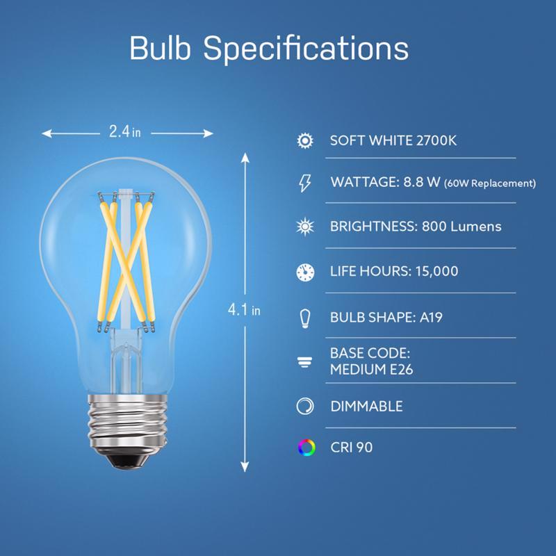 Feit Smart Home A19 E26 (Medium) Smart-Enabled LED Bulb Soft White 60 Watt Equivalence