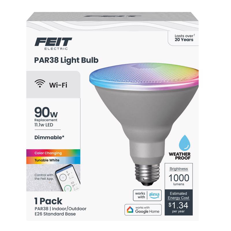 Feit Smart Home PAR38 E26 (Medium) Smart-Enabled LED Bulb Color Changing 90 Watt Equivalence