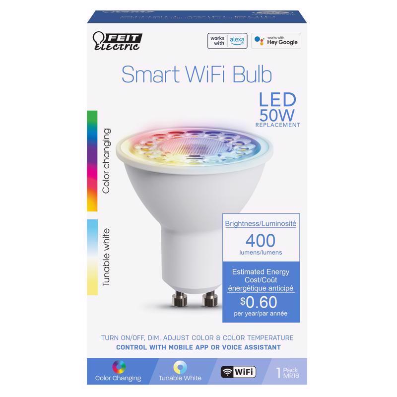 Feit Smart Home MR16 GU10 Smart-Enabled LED Bulb Color Changing 50 Watt Equivalence
