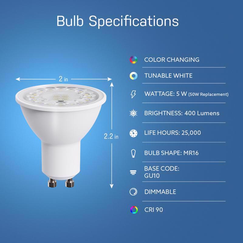 Feit Smart Home MR16 GU10 Smart-Enabled LED Bulb Color Changing 50 Watt Equivalence