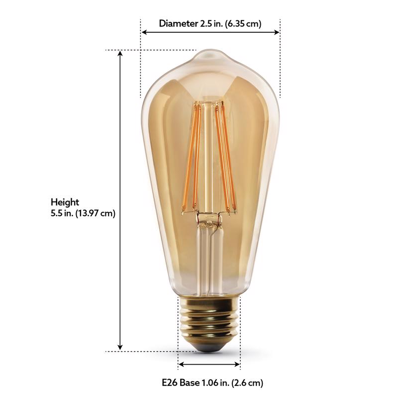 Feit Smart Home ST19 E26 (Medium) Smart-Enabled LED Bulb Amber 60 Watt Equivalence