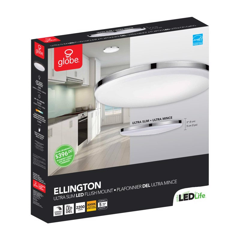 Globe Electric Ellington 2 in. H X 14 in. W X 14 in. L Chrome Ceiling Light