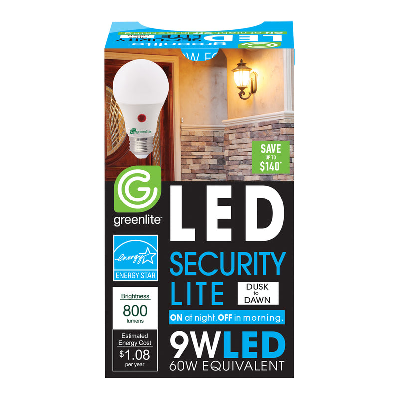 Greenlite A19 E26 (Medium) LED Dusk to Dawn Bulb Bright White 60 Watt Equivalence