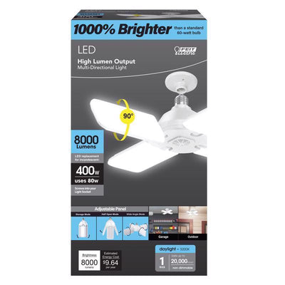 Feit Folding Panel E26 (Medium) LED Garage Bulb Daylight 400 Watt Equivalence