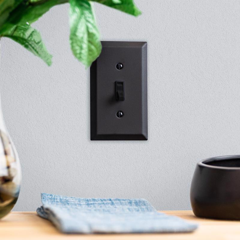 Amerelle Century Matte Black 1 gang Stamped Steel Decorator Wall Plate