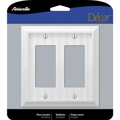 Amerelle Cottage White 2 gang Wood Decorator Wall Plate