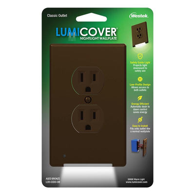 Westek LumiCover Aged Bronze 2 gang Plastic Duplex Nightlight Wall Plate