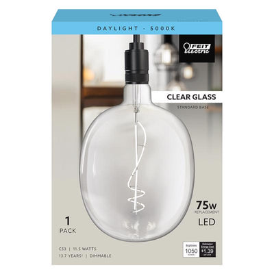 Feit Cylinder E26 (Medium) Filament LED Bulb Daylight 75 Watt Equivalence