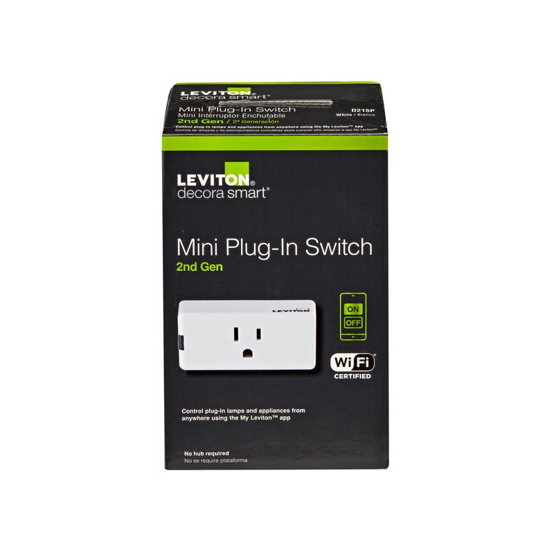 Leviton Decora Smart Grounded 1 outlets Smart-Enabled Mini Plug-In Adapter