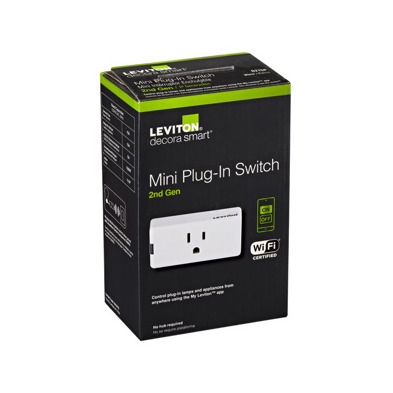 Leviton Decora Smart Grounded 1 outlets Smart-Enabled Mini Plug-In Adapter