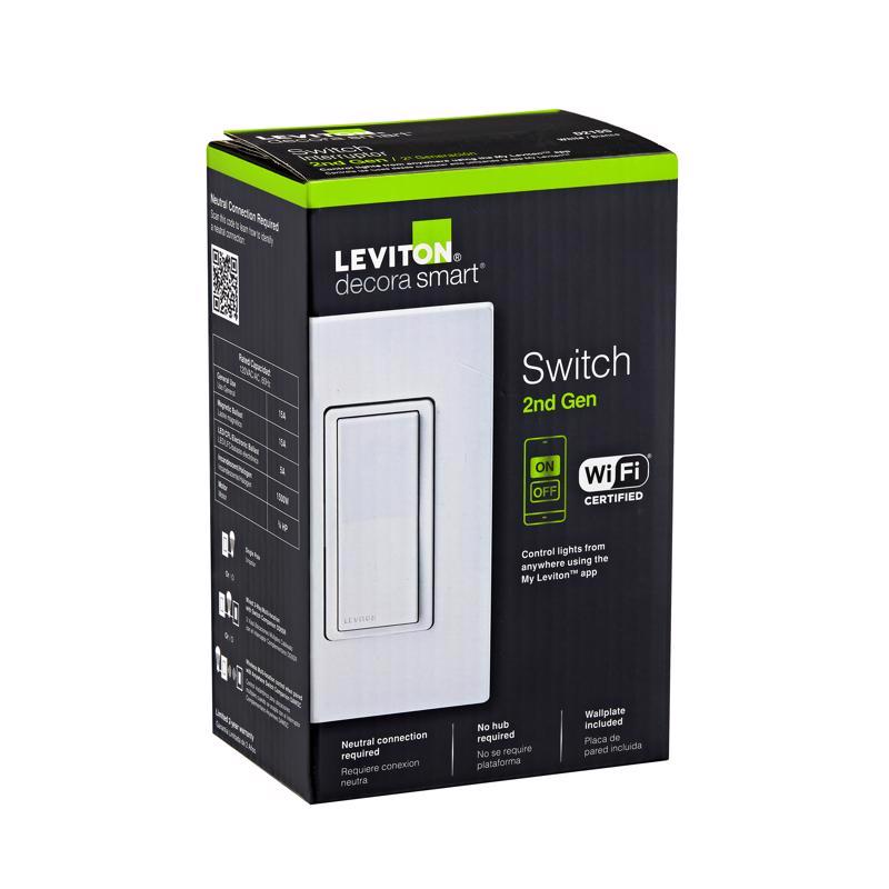 Leviton Decora 15 amps WiFi Smart Smart-Enabled Switch White