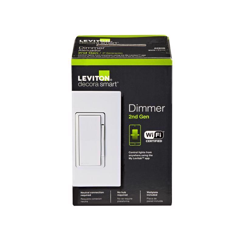 Leviton Decora White 600 W Toggle Smart-Enabled Dimmer Switch