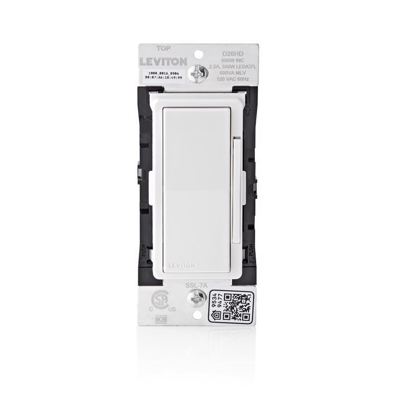Leviton Decora White 600 W Toggle Smart-Enabled Dimmer Switch