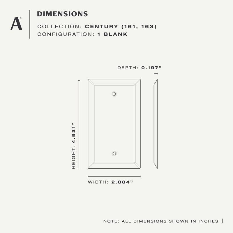 Amerelle Century Polished Brass 1 gang Stamped Steel Blank Wall Plate