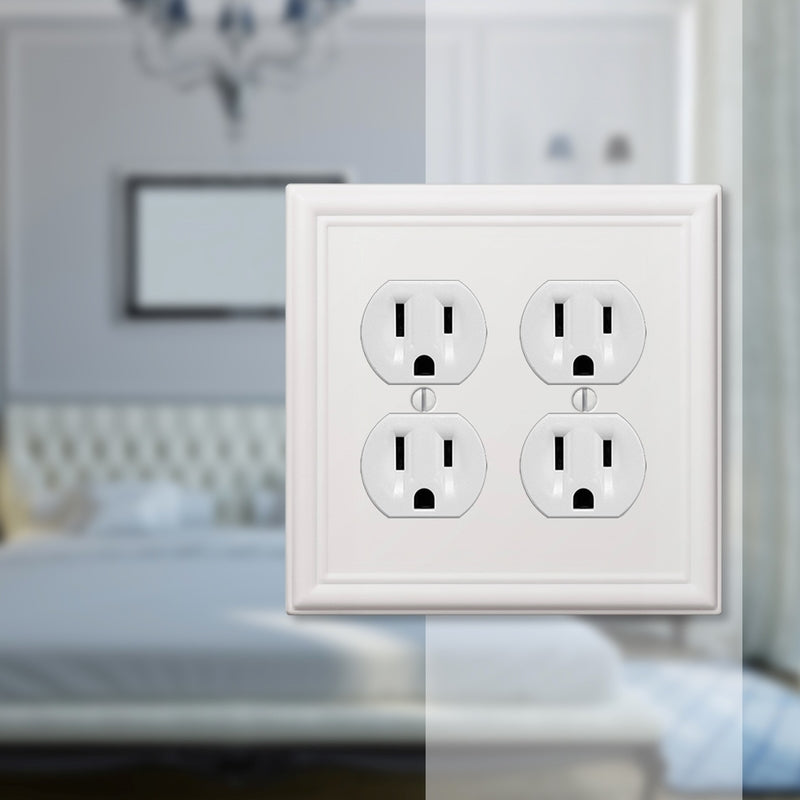 Amerelle Chelsea White 2 gang Stamped Steel Duplex Wall Plate