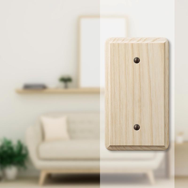 Amerelle Contemporary Unfinished Beige 1 gang Ash Wood Blank Wall Plate