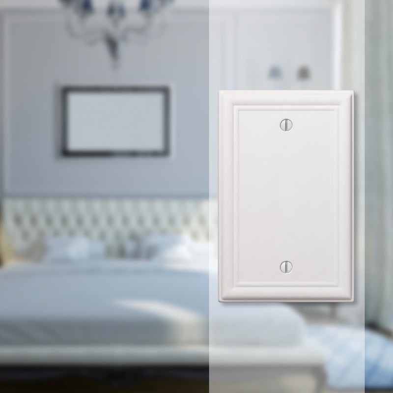 Amerelle Chelsea White 1 gang Stamped Steel Blank Wall Plate
